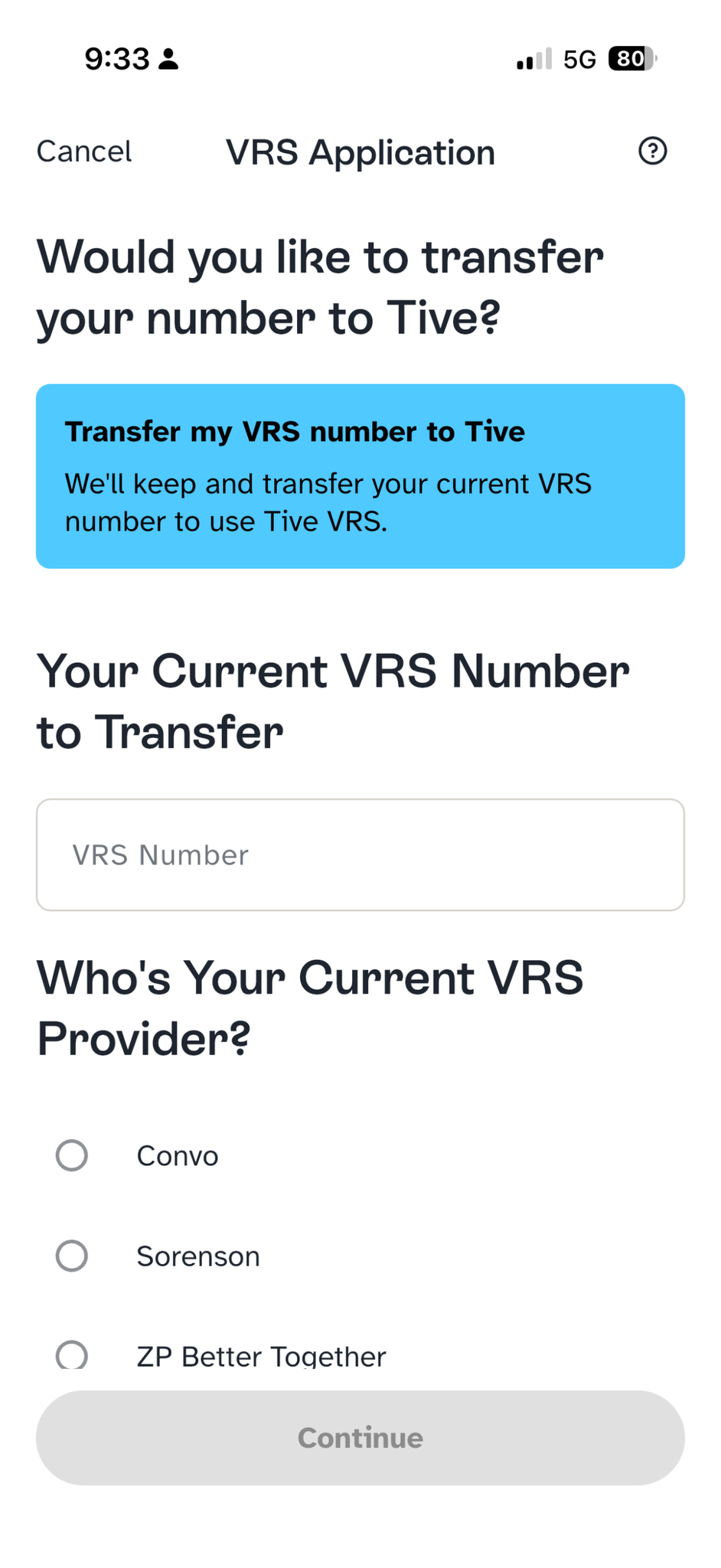 Transfer your current VRS number